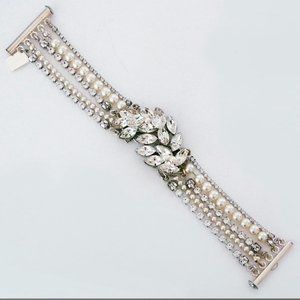 Sara Gabriel Meyer Crystal & Pearl Bridal Bracelet NWT